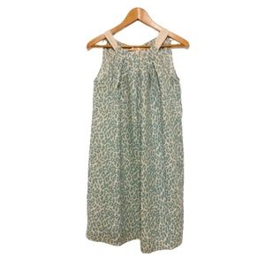Bellambra Linen Leopard Blue Print Sleeveless Dress NWT Size Small